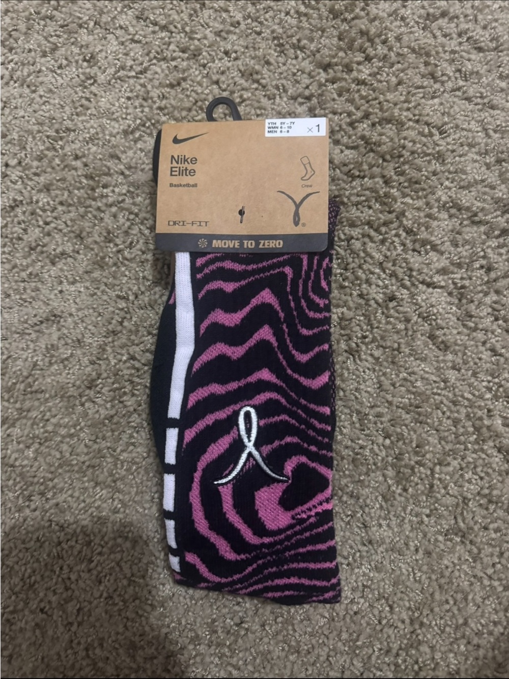 Nike Elite Kay Yow Breast Cancer Awareness Basketball Crew Socks